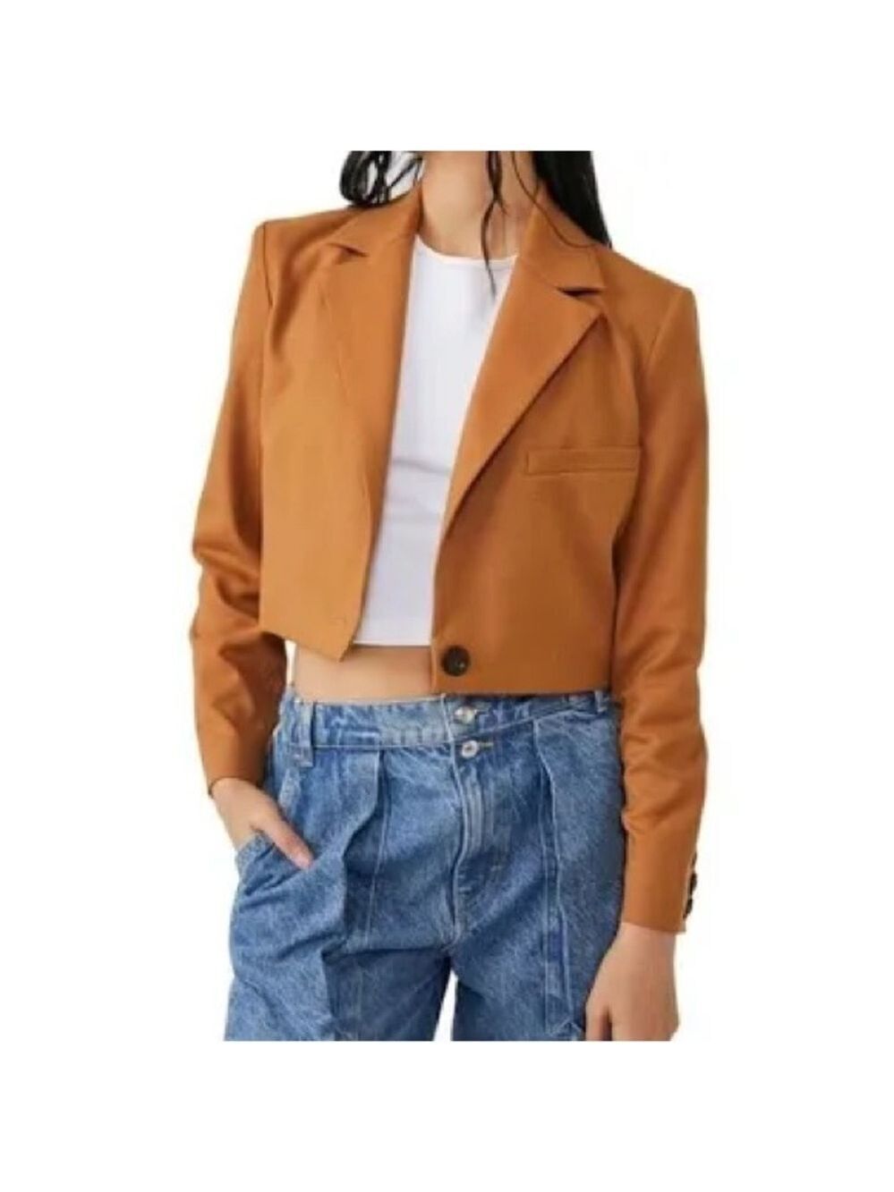 Free People-cropped blazer Amber/brown size Small-NWOT